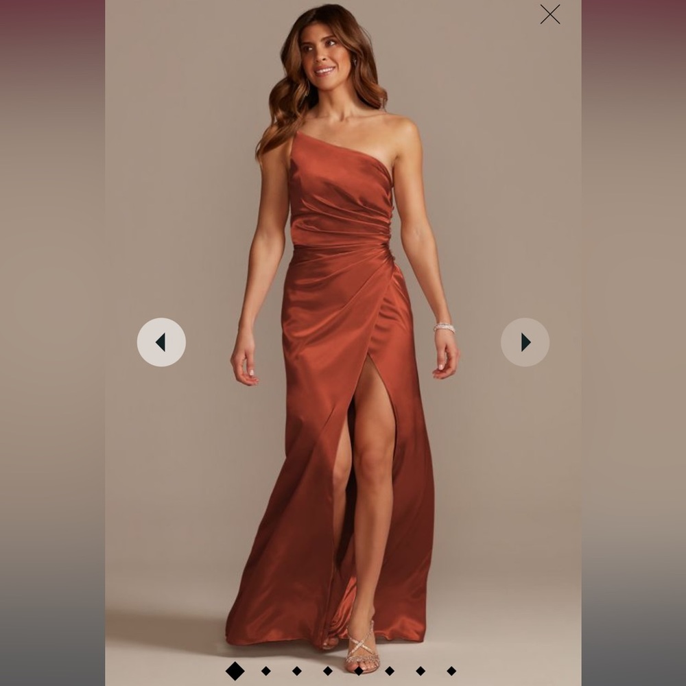 Galina Signature charmeuse draped one-shoulder dress